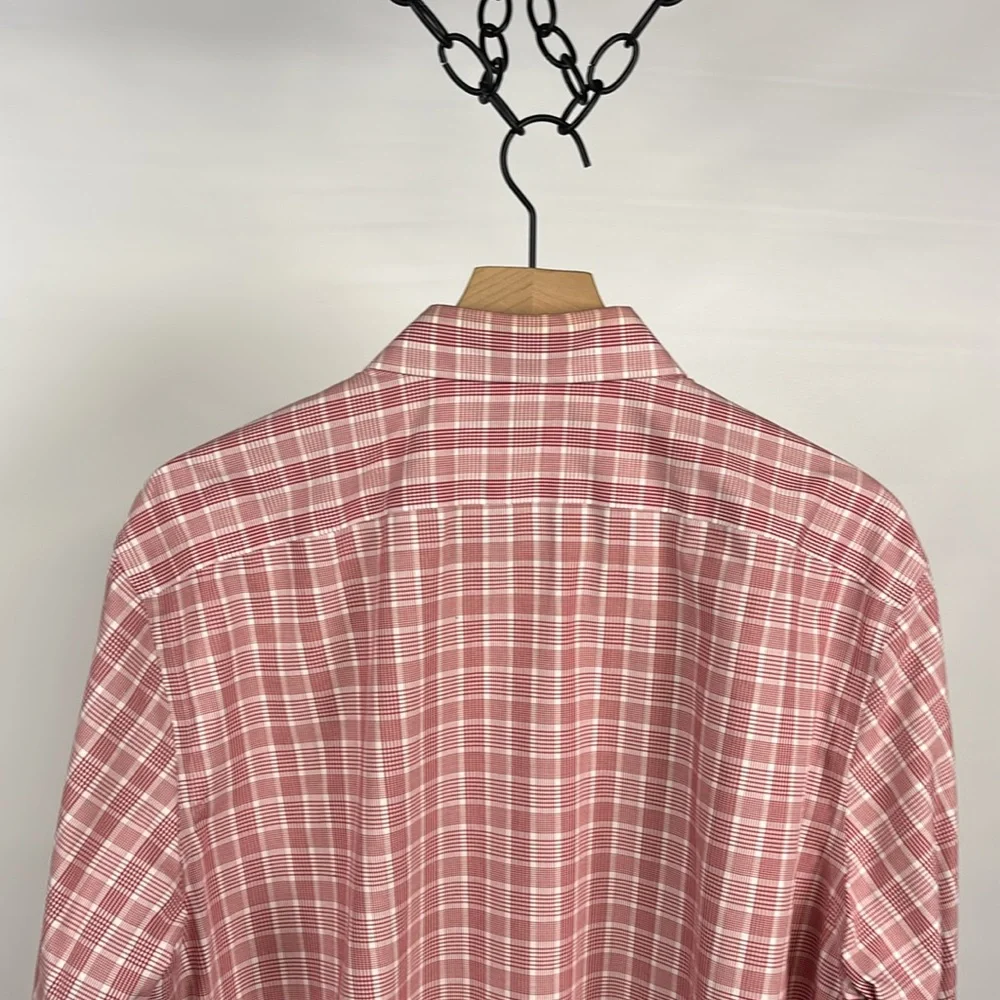 Banana Republic Plaid Button-Down Long Sleeve Shirt - XL - Grant Fit - Salmon